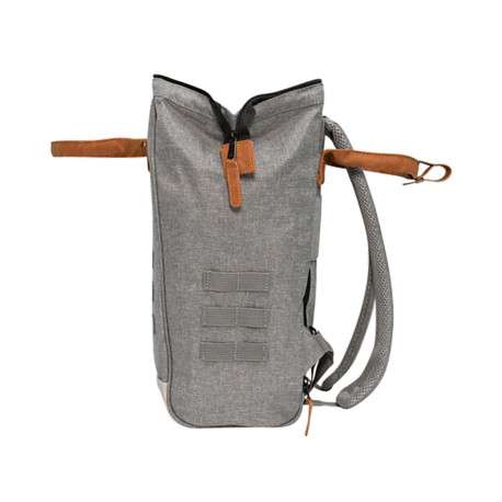 Sac à dos gris clair uni zippé avec pochettes interchangeables - Image 10
