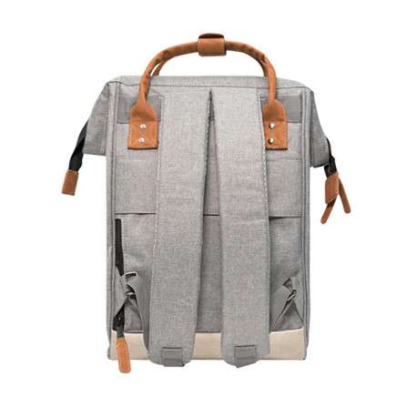 Sac à dos gris clair uni zippé avec pochettes interchangeables - Image 11