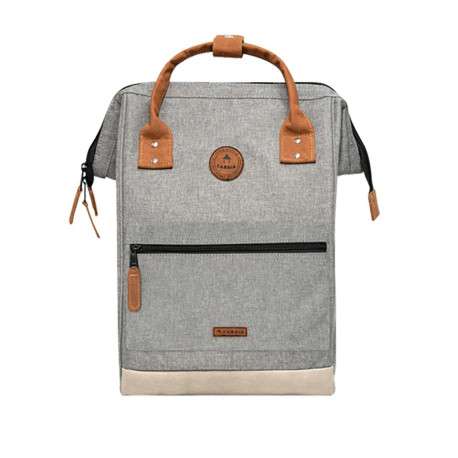 Sac à dos gris clair uni zippé avec pochettes interchangeables - Image 12