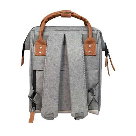 Sac à dos gris clair uni avec une fermeture zippée et des poches interchangeables - Image 2