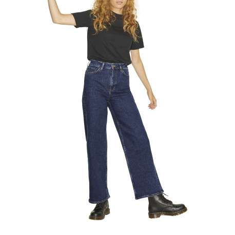 Jean Tokyo Wide bleu en coton uni avec une coupe droite - Image 12