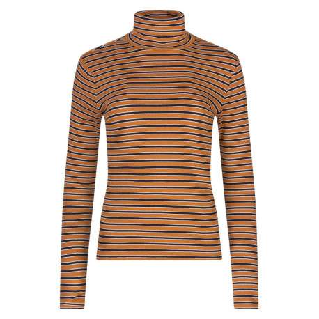 T-shirt à manches longues camel en coton col roulé