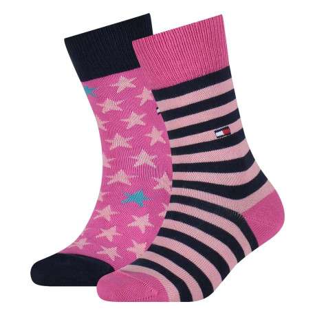 Lot de 2 paires de chaussettes hautes roses en coton