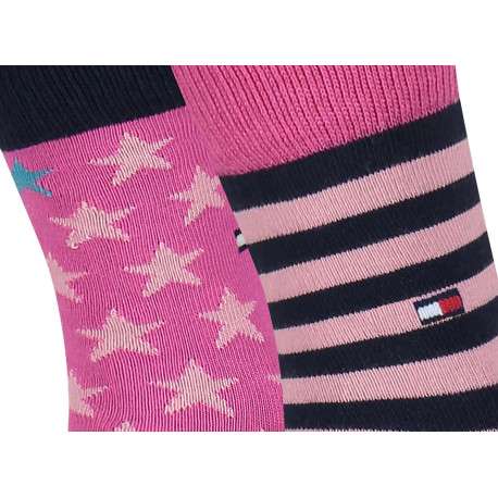Lot de 2 paires de chaussettes hautes roses en coton - Image 2