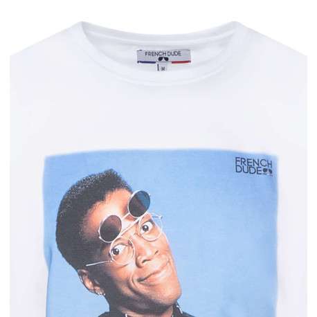 T-shirt blanc fantaisie en coton biologique à col rond - Image 3