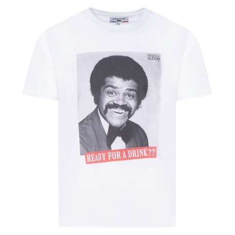 T-shirt blanc fantaisie en coton biologique à col rond