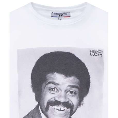 T-shirt blanc fantaisie en coton biologique à col rond - Image 3