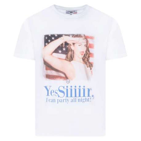 T-shirt blanc YES SIIIR en coton biologique à col rond
