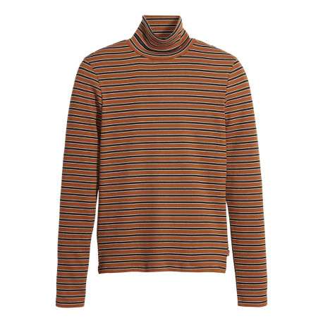 T-shirt à manches longues camel en coton col roulé - Image 4