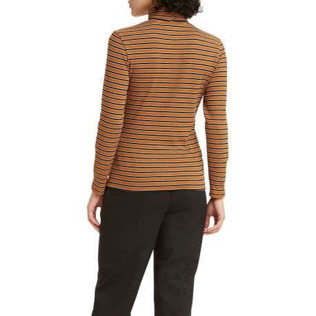 T-shirt à manches longues camel en coton col roulé - Image 6