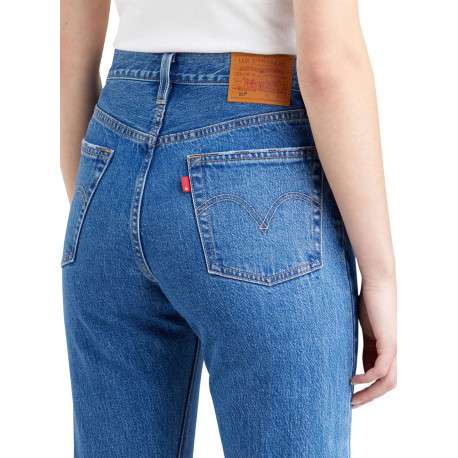 Jean 501® Crop bleu en coton uni avec une coupe régular - Image 9