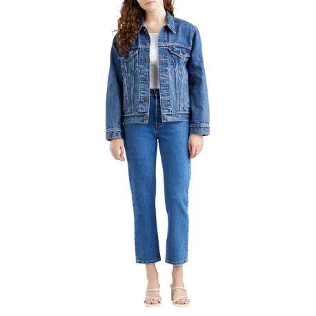 Jean 501® Crop bleu en coton uni avec une coupe régular - Image 10