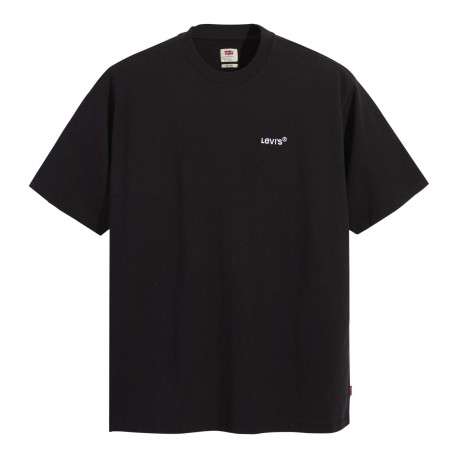 T-shirt noir en coton uni coupe régular avec un col rond