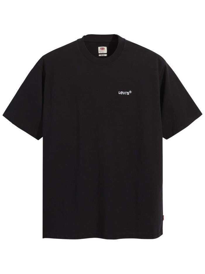 T-shirt noir en coton uni...