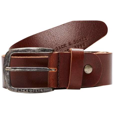 Ceinture Paul en cuir marron unie avec boucle carrée en métal - Image 5