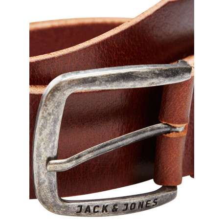 Ceinture Paul en cuir marron unie avec boucle carrée en métal - Image 6