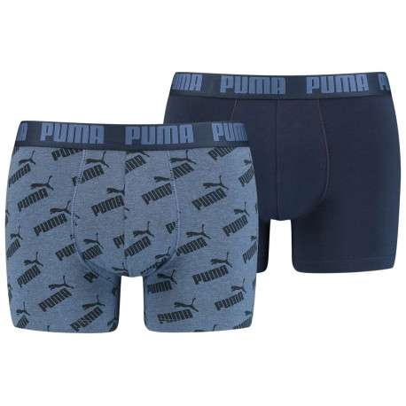 Lot de 2 boxers coton bleus logotypés fantaisie et uni