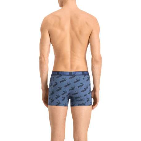 Lot de 2 boxers coton bleus logotypés fantaisie et uni - Image 4