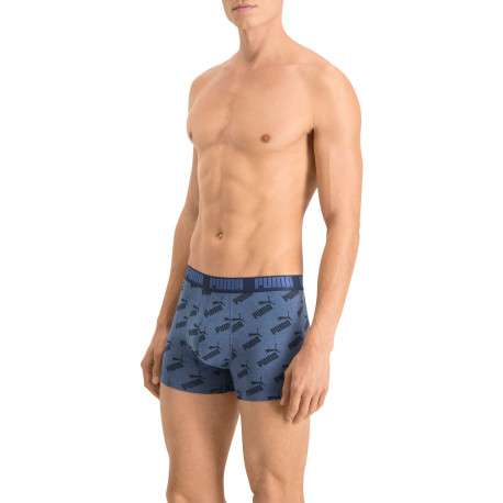Lot de 2 boxers coton bleus logotypés fantaisie et uni - Image 5