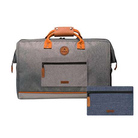Sac gris clair uni zippé avec une petite poche avant et patch du logo iconique