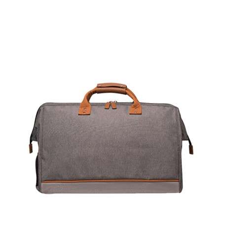 Sac gris clair uni zippé avec une petite poche avant et patch du logo iconique - Image 2