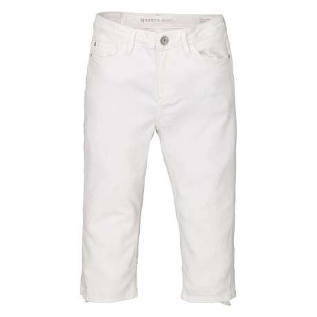 Pantacourt blanc uni en coton coupe slim près du corps et taille haute - Image 2