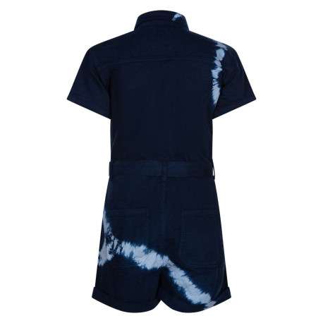 Combishort indigo effet tie and dye en coton à manches courtes - Image 2