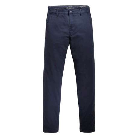 Pantalon bleu marine en coton uni avec poches avant et poches passepoilées arrière - Image 2