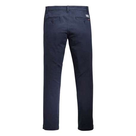 Pantalon bleu marine en coton uni avec poches avant et poches passepoilées arrière - Image 3