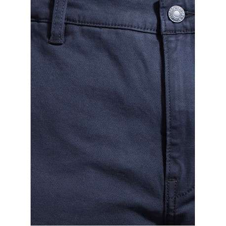 Pantalon bleu marine en coton uni avec poches avant et poches passepoilées arrière - Image 5