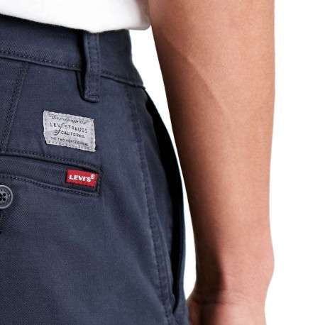 Pantalon bleu marine en coton uni avec poches avant et poches passepoilées arrière - Image 8