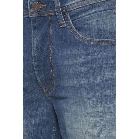 Jean bleu denim effet usé en coton biologique coupe droite à 5 poches - Image 3
