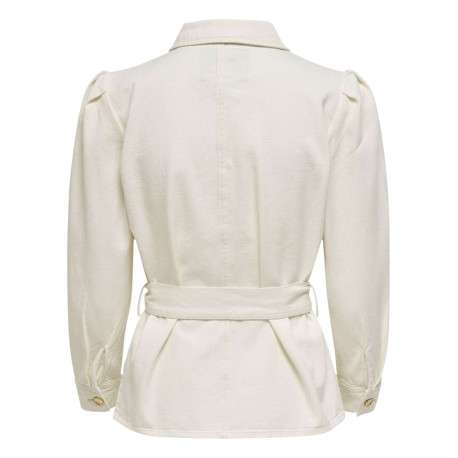 Blouson écru en coton col chemise manches longues plissées aux épaules - Image 4