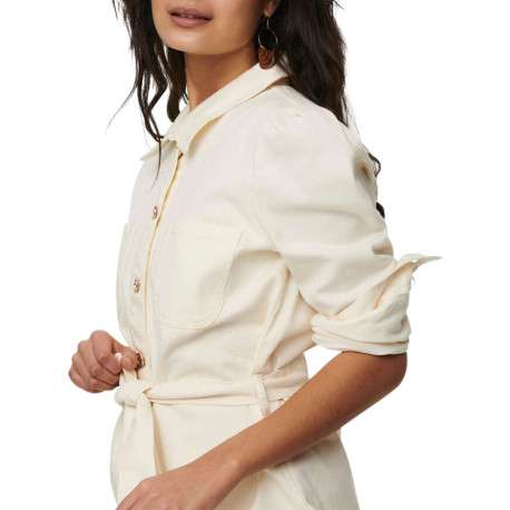 Blouson écru en coton col chemise manches longues plissées aux épaules - Image 7