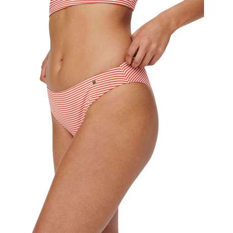 Bas de maillot de bain rouge avec des motifs rayures blanches - Image 3