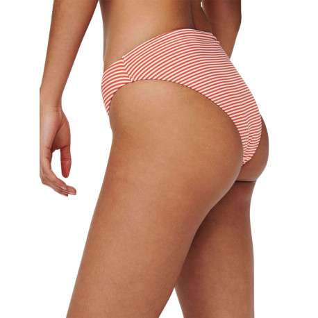 Bas de maillot de bain rouge avec des motifs rayures blanches - Image 4