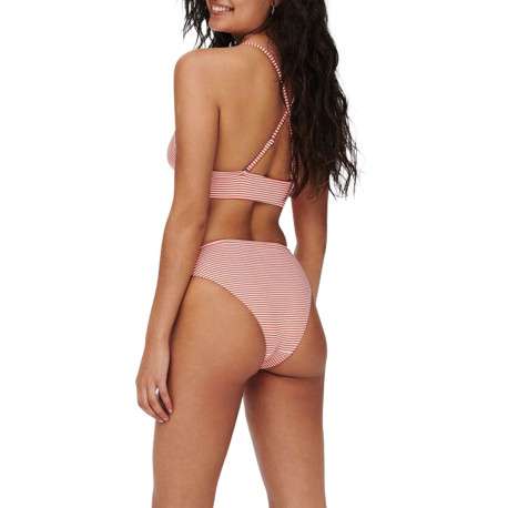 Bas de maillot de bain rouge avec des motifs rayures blanches - Image 5