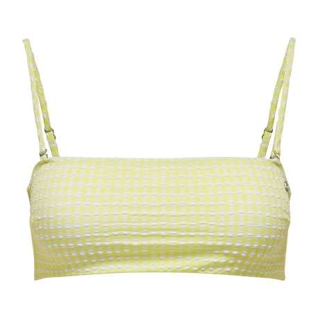 Haut de maillot de bain en bandeau jaune pâle vichy