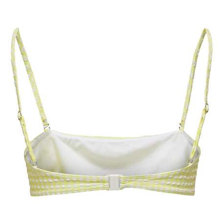 Haut de maillot de bain en bandeau jaune pâle vichy - Image 2