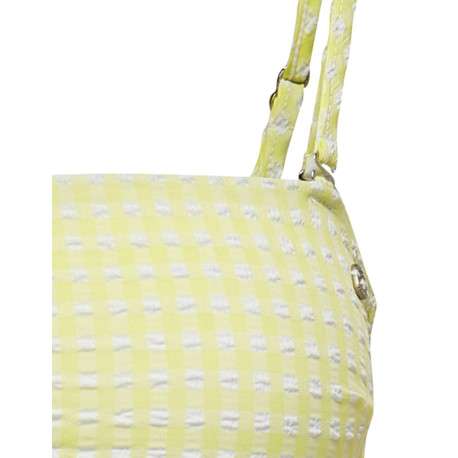 Haut de maillot de bain en bandeau jaune pâle vichy - Image 3