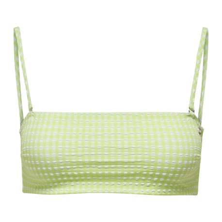 Haut de maillot de bain en bandeau vert pastel vichy