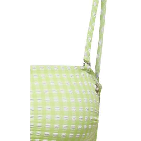 Haut de maillot de bain en bandeau vert pastel vichy - Image 3