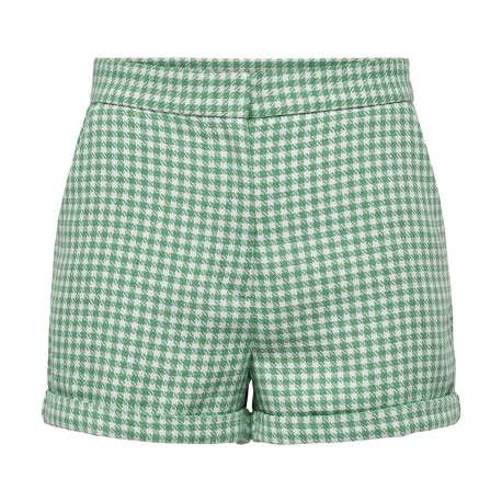Short chino vert à motif pied de poule et à revers