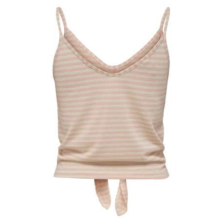 Débardeur pêche en lin mélangé crop top col v à bretelles et nœud à la taille - Image 2