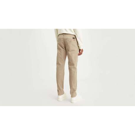 Pantalon chino beige uni en coton avec une coupe droite et 4 poches - Image 4