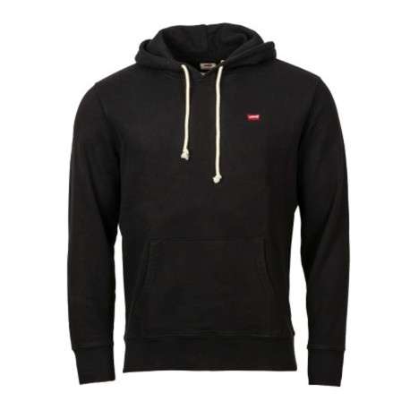 Sweat noir uni à capuche avec logo de la marque