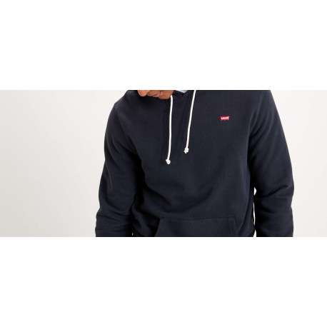 Sweat noir uni à capuche avec logo de la marque - Image 5
