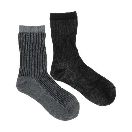 Coffret étoile de noël avec 2 paires de chaussettes noires à lurex argenté - Image 2