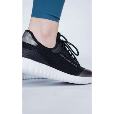 Baskets running blanches avec talon compensé et soufflet élastiqué - Image 2