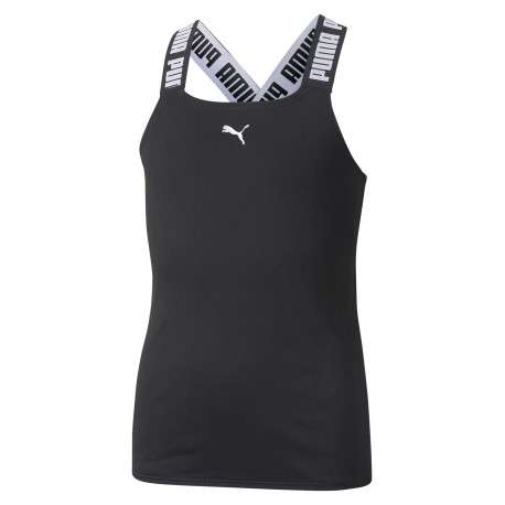 Débardeur noir uni coupe près du corps avec un col rond et logo de la marque floqué